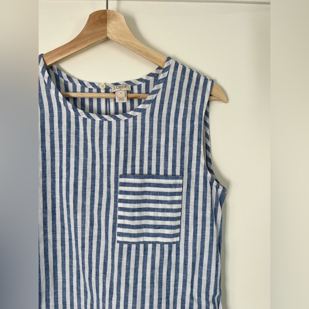 J. Crew Linen-Cotton Stripe Pocket Tank sz 0